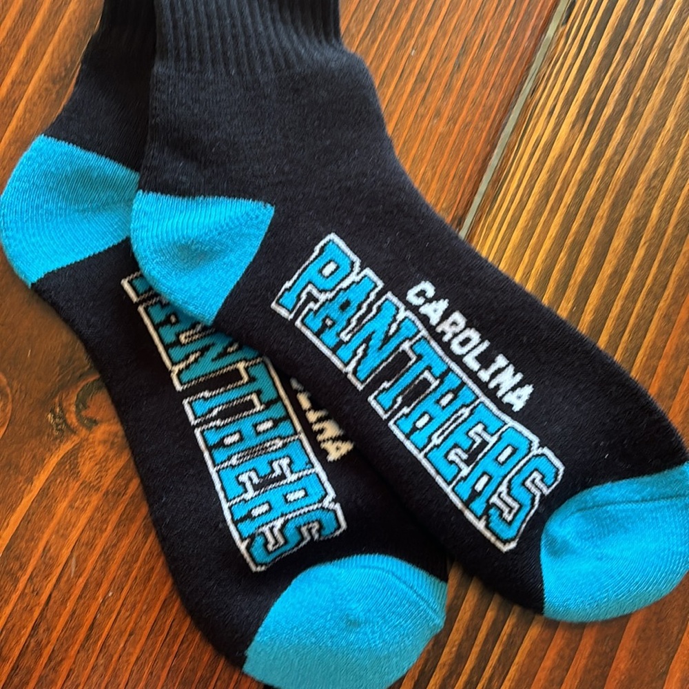 NFL Carolina Panthers Four Stripe Deuce Performance Crew Socks-BRAND NEW